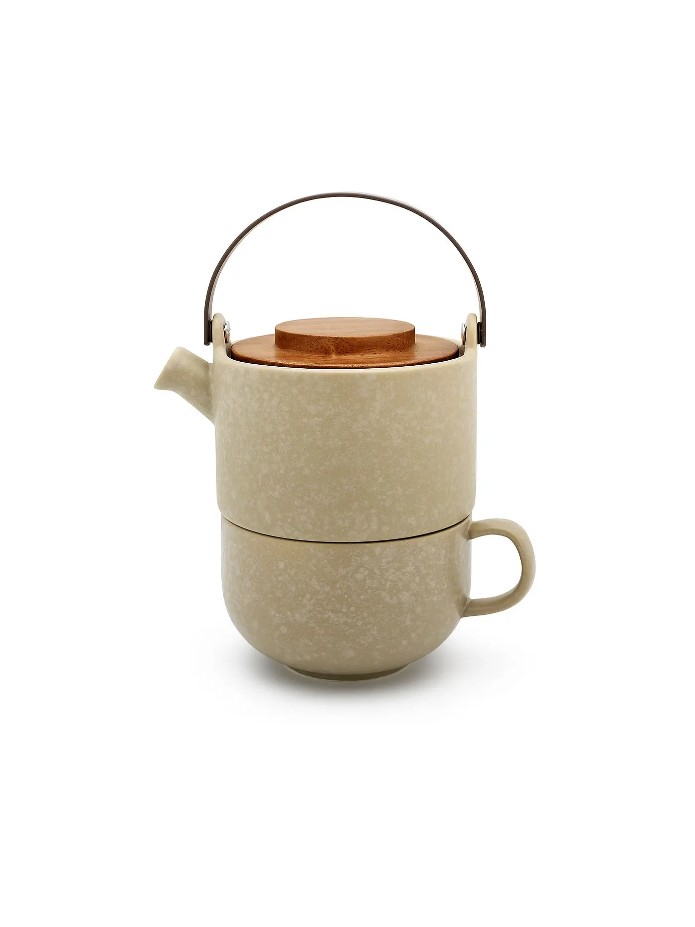 BREDEMEIJER | Tea for one Umea mit Bambusdeckel 0,5l Weiss | camel